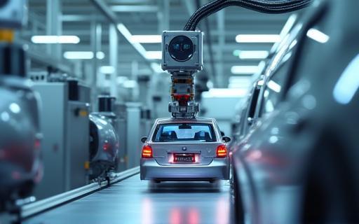 Bild einer Produktionslinie in der Automobilindustrie.